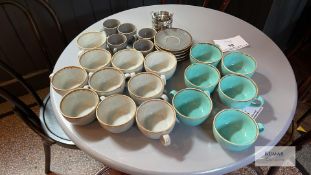 Mixed Lot of Porcelite Seaspray, Wheat & Storm Cups & Espresso Cups and Saucers with Steel Cup and