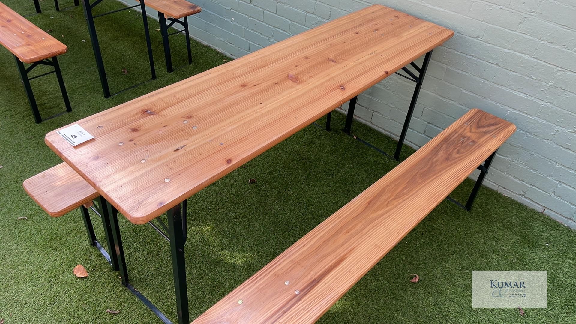 Wooden Top Metal Framed Outdoor Table with 2: Matching Benches - Dimensions Table L - 1780mm x W - - Image 4 of 4