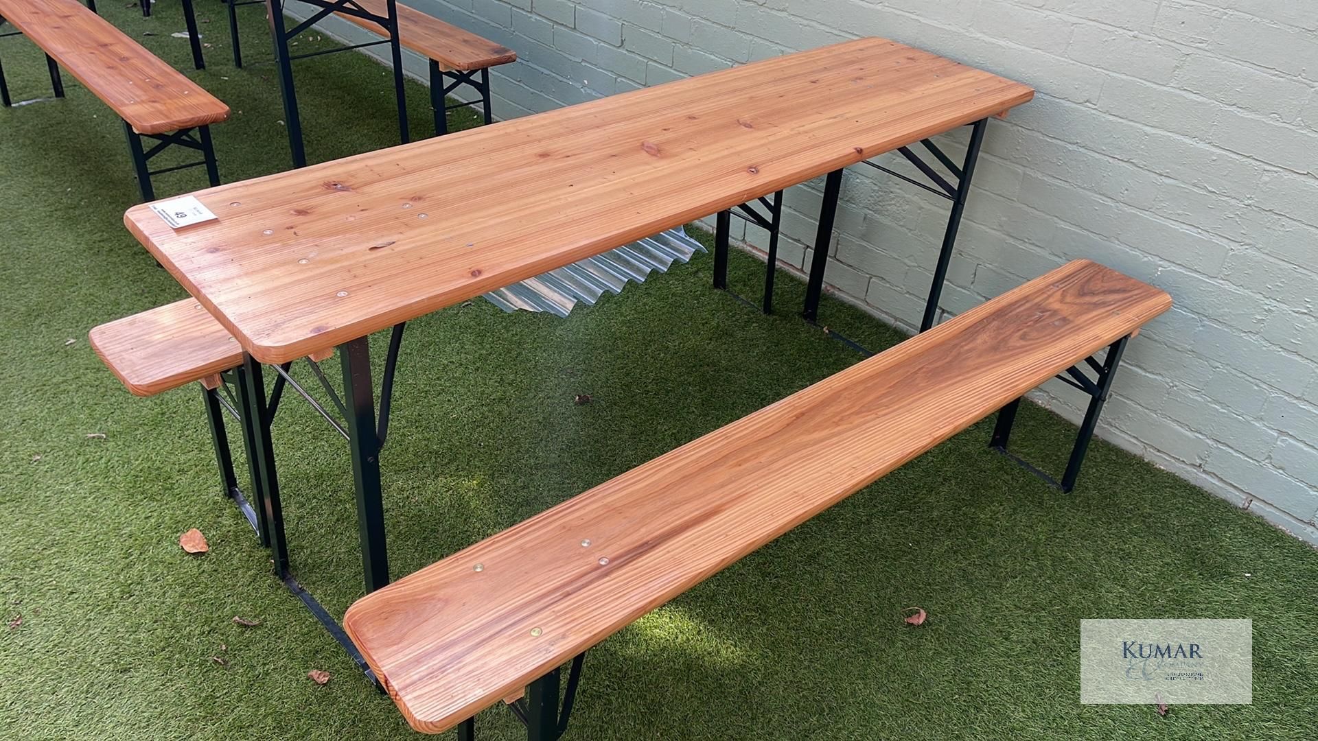 Wooden Top Metal Framed Outdoor Table with 2: Matching Benches - Dimensions Table L - 1780mm x W - - Image 2 of 4