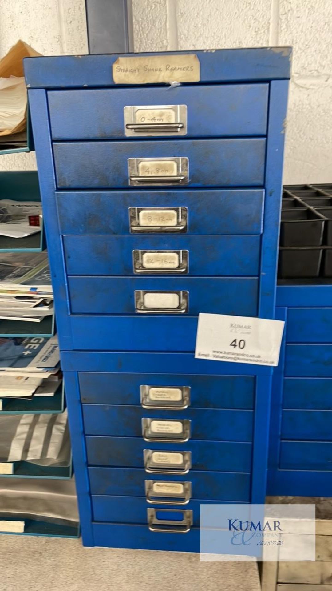 Various tooling drawers 3 x blue 280mm wide x 350mm high and 400mm deep with 5 draws in each And 1 x - Image 2 of 14