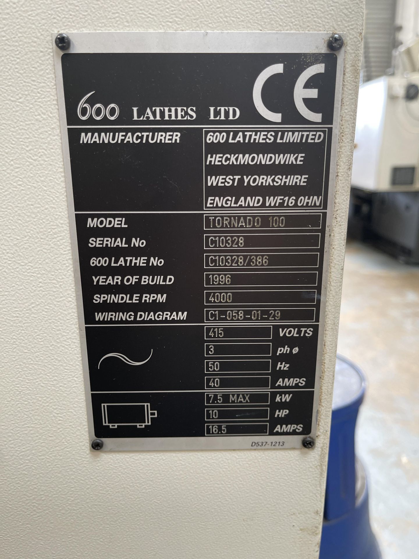 600 Lathes Ltd - Colchester Tornado 100 CNC Lathe with GE Fanuc Series 0- T Controls, Serial No. - Image 9 of 16