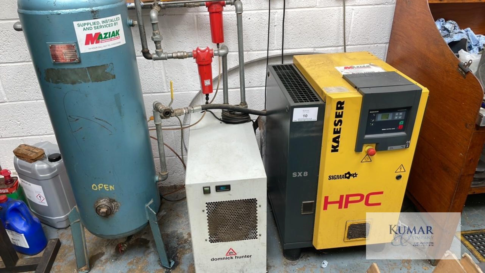 Kaesar HPC SX8 Screw Compressor, Serial No. 1360, 5.5KW (2011) with Domnick Hunter Dryer, Air - Image 3 of 6