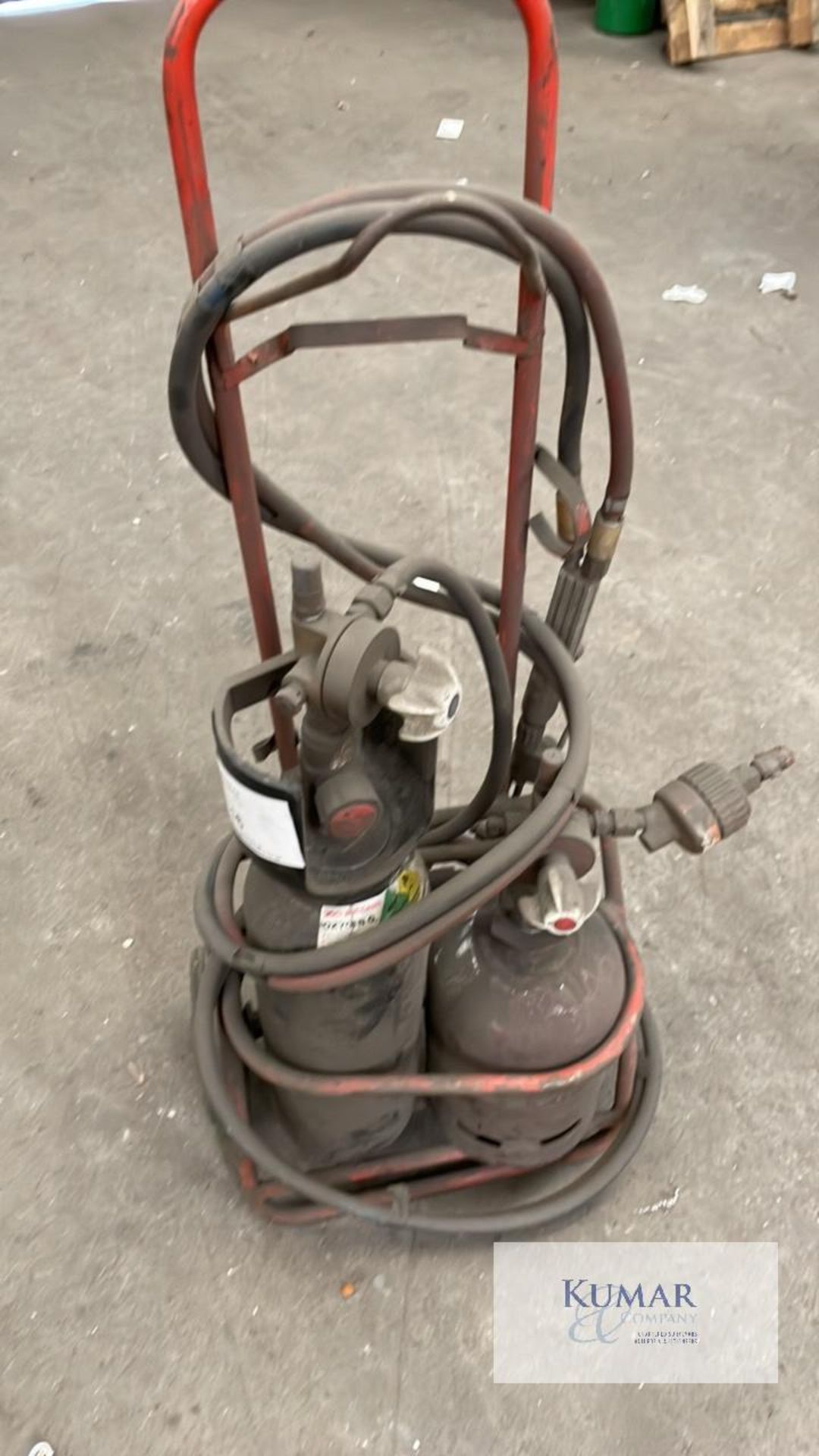 Oxyacetylene Cutting Torch and Gauges Mounted on Trolley - Does Not Include Gas Bottles As Shown