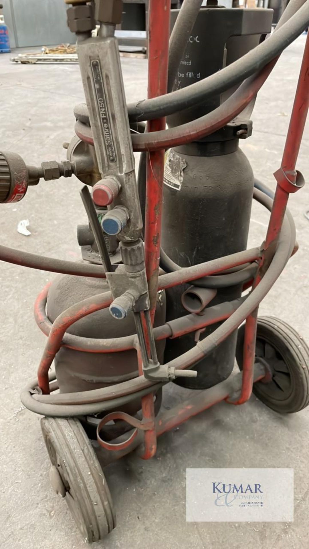 Oxyacetylene Cutting Torch and Gauges Mounted on Trolley - Does Not Include Gas Bottles As Shown - Image 3 of 3