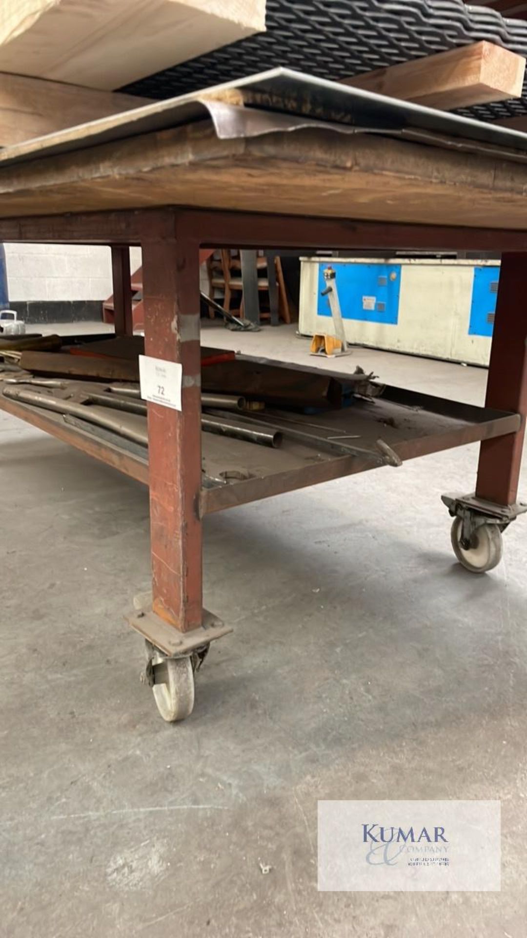 Sheet metal table on casters 1840mm long x 920mm wide 800mm high, with lower shelf Casters 150mm - Bild 4 aus 4