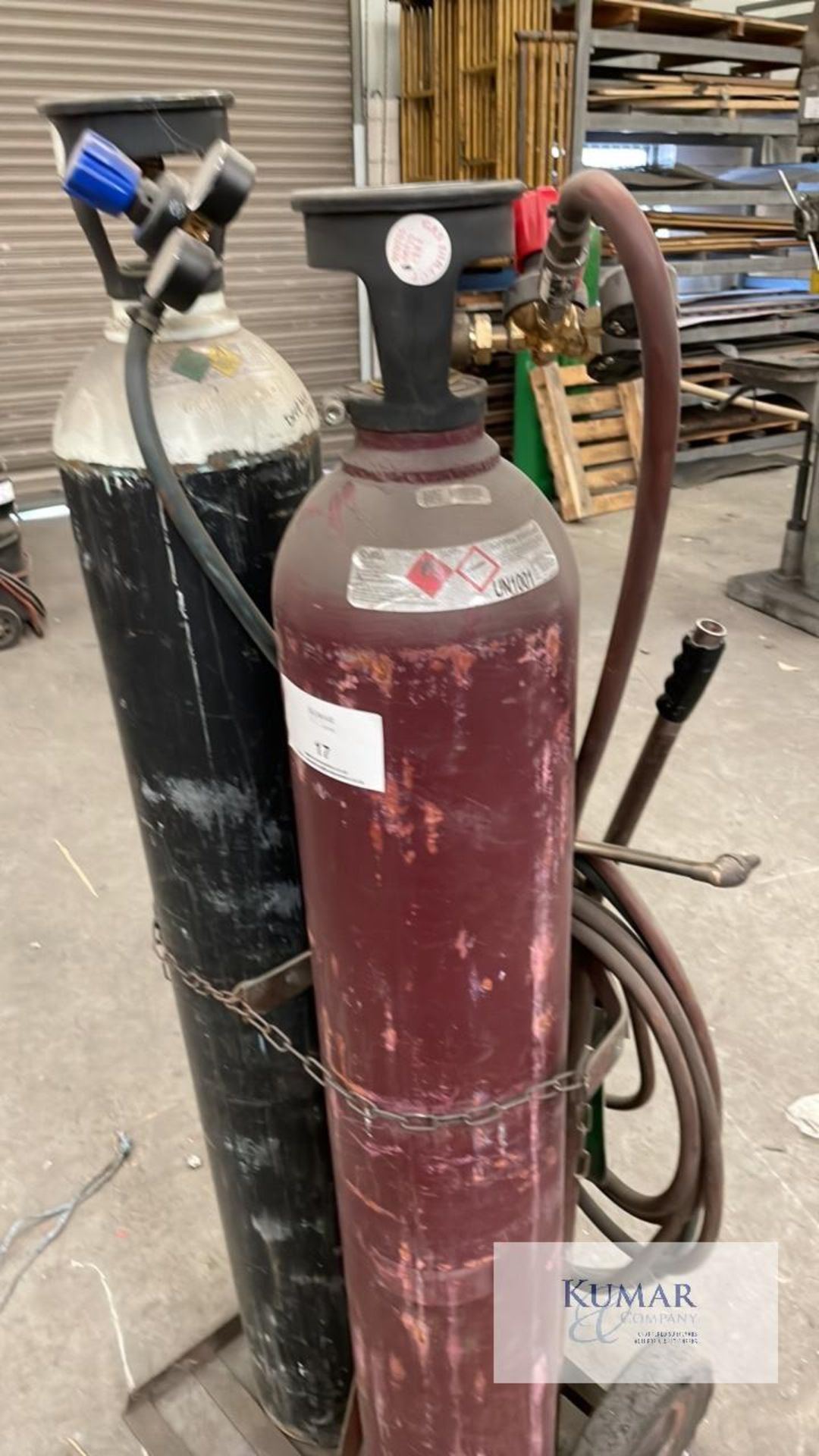 Oxyacetylene Cutting Torch and Gauges Mounted on Trolley - Does Not Include Gas Bottles As Shown - Image 2 of 3