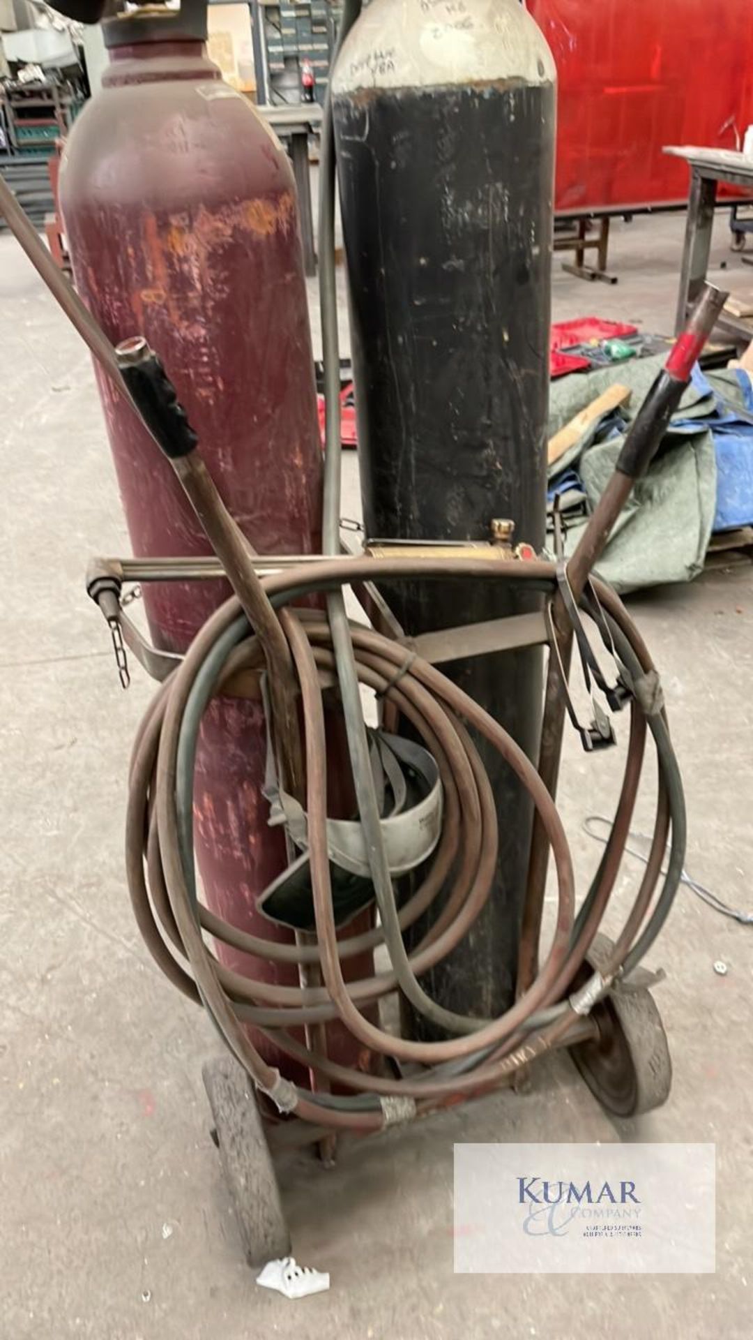 Oxyacetylene Cutting Torch and Gauges Mounted on Trolley - Does Not Include Gas Bottles As Shown - Image 3 of 3