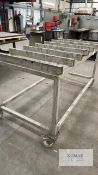 Sheet metal table on casters 2m long x 1m wide 1050mm high Casters 160mm diameter