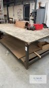 Workshop/fabrication table With wooden top and box section construction 2500mm long x 1430mm wide