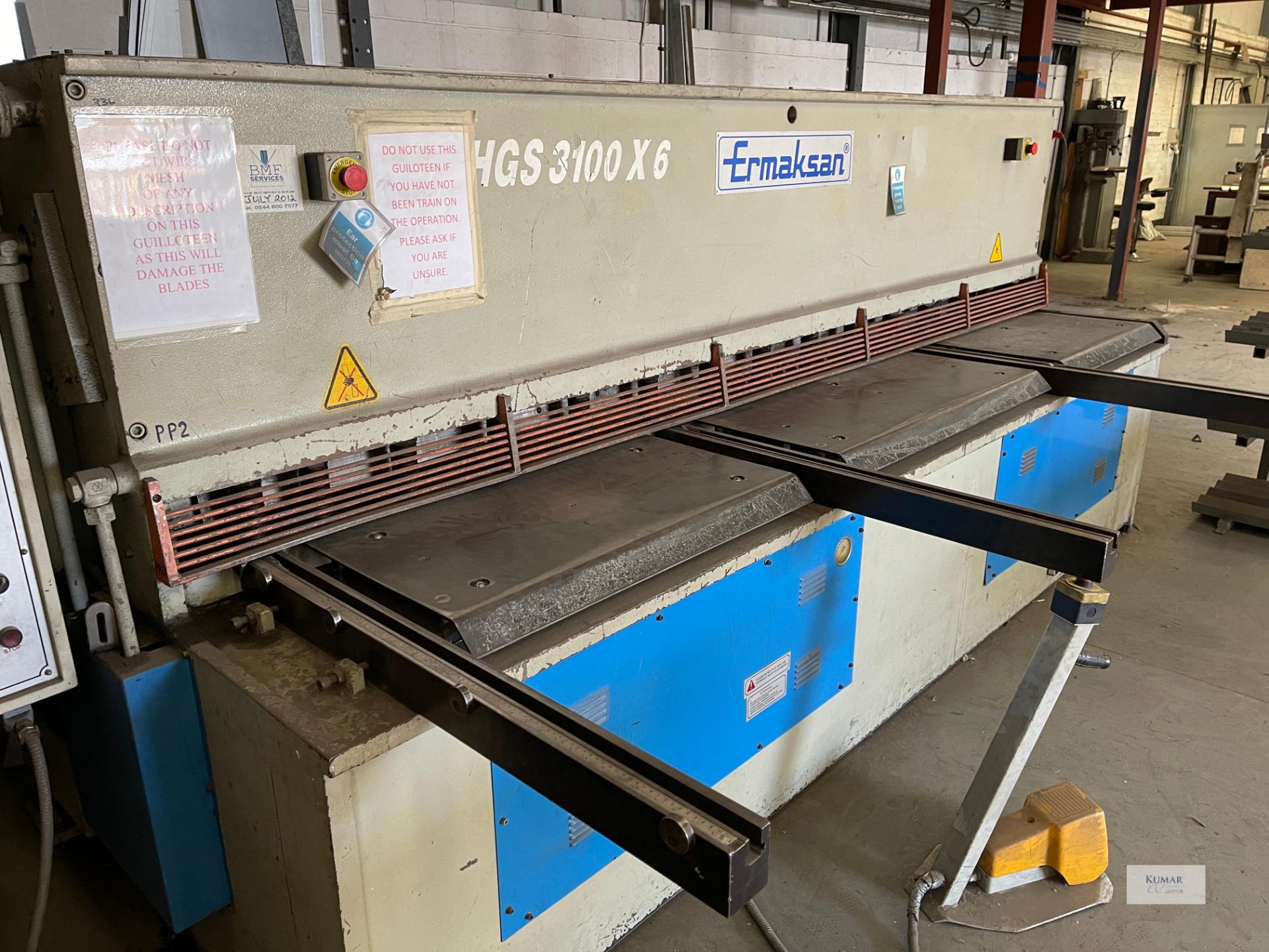 Ermaksan GuillotineHGS 3100X6, Capacity 6mm with Manual Back GaugeSerial No. G-825415V (2002) - Image 14 of 18