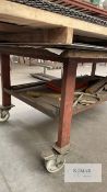 Sheet metal table on casters 1840mm long x 920mm wide 800mm high, with lower shelf Casters 150mm