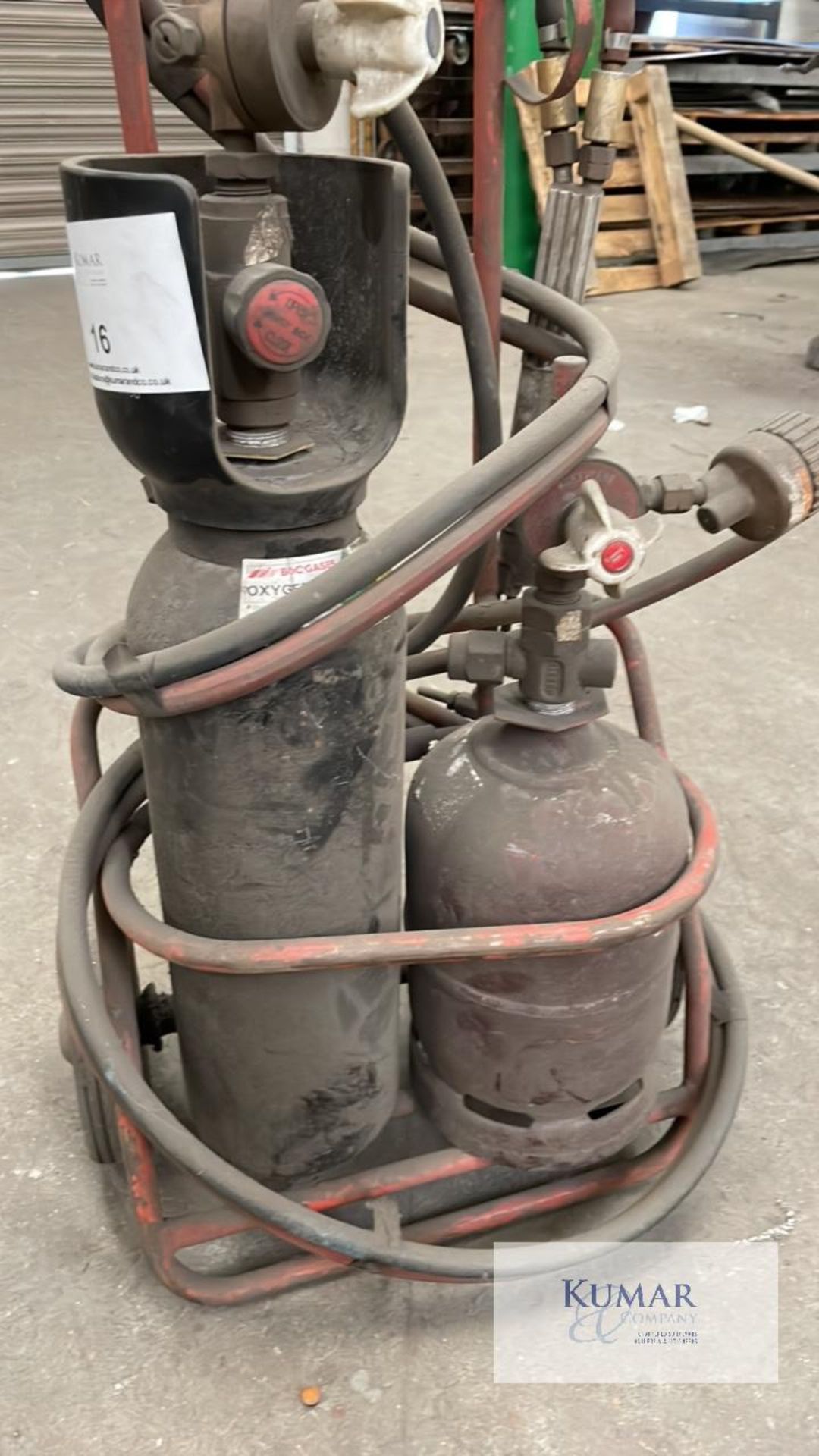 Oxyacetylene Cutting Torch and Gauges Mounted on Trolley - Does Not Include Gas Bottles As Shown - Image 2 of 3