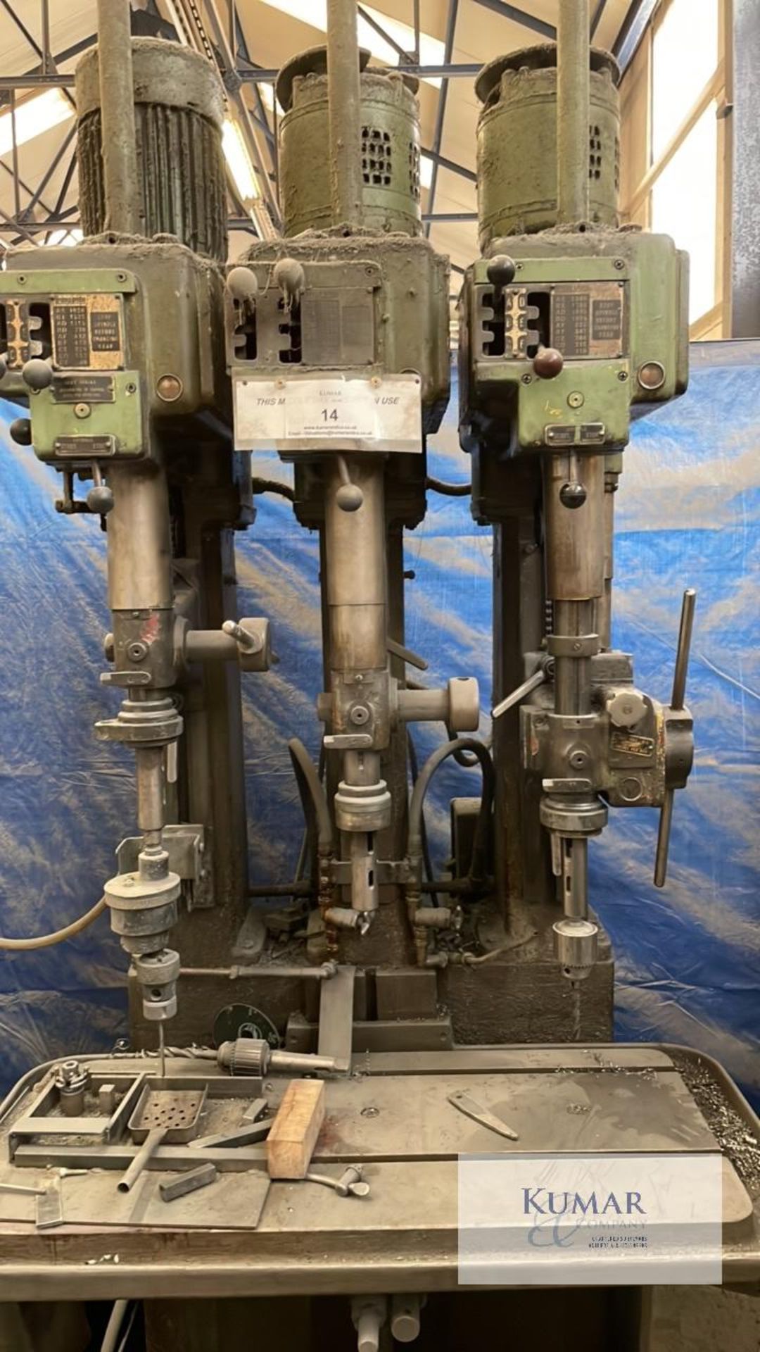 Pollard & Co Variable Speed Triple Spindle pillar driller With adjustable saddle - Image 3 of 6