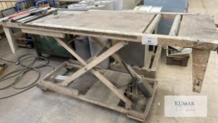 Scissor lift table with rollers 2120mm long x 610mm wide and ajustable hight