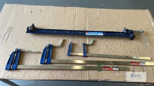 4 Clamps - Comprising 2: Neilsen 120 x 800mm F Clamps, Hilka 900mm T Bar Sash Clamp and Amtech 80