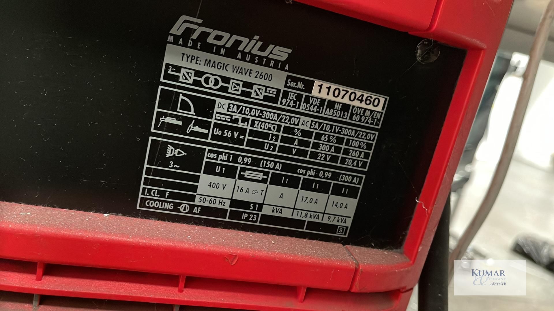 Fronius Magic Wave 2600 Water Cooled AC/DC Tig Power Source Serial No.11074060 - Does Not Include - Image 3 of 6