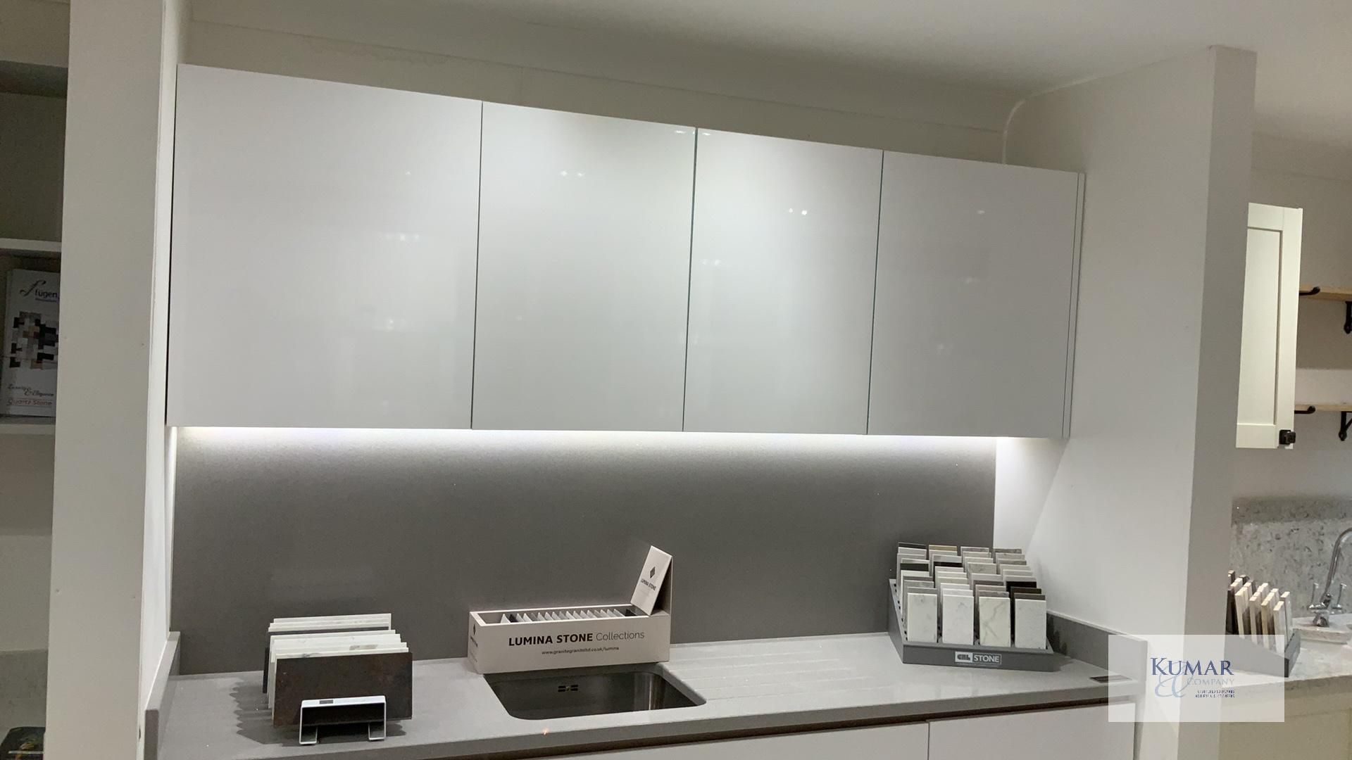 Gloss Finish Display Kitchen with Quartz Worktop, Stainless Steel Sink - Approximate Size 2.22m x - Image 2 of 9