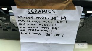 Mixed Lot of Mugs Comprising: 10: George Micheal, 6: M&M's Orange, 3: M&M's Pink, 5: M&M's Green,