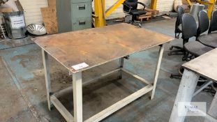 Steel Work Table - Dimensions 125cm x 76cm x 83cm Height -Please Note Does Not Include Contents on
