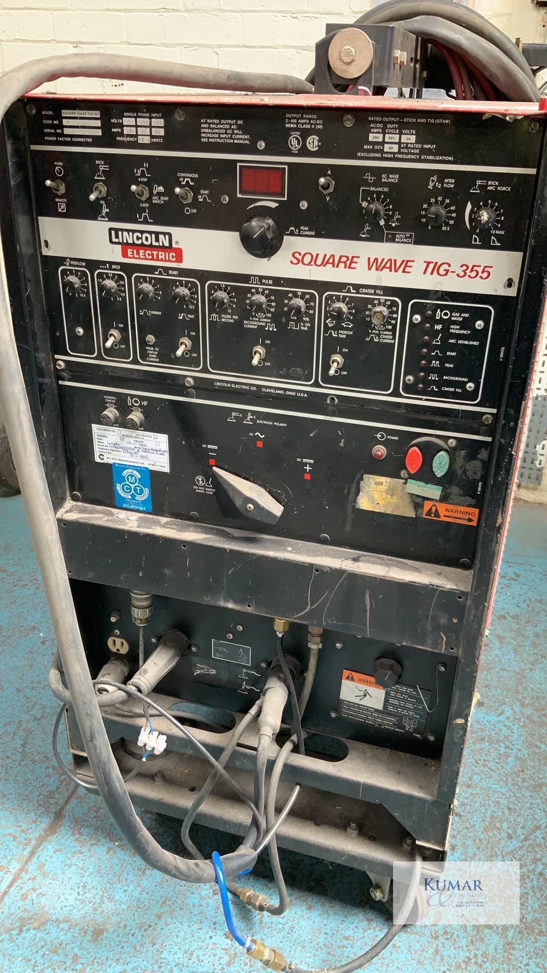 Lincoln Electric Tig 355 Square Wave AC/DC Tig & Stick Arc Welding Power Source, Serial No. - Image 3 of 13