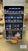 Quantity of Nuts & Bolts, Tote Bins and Storage Cupboard