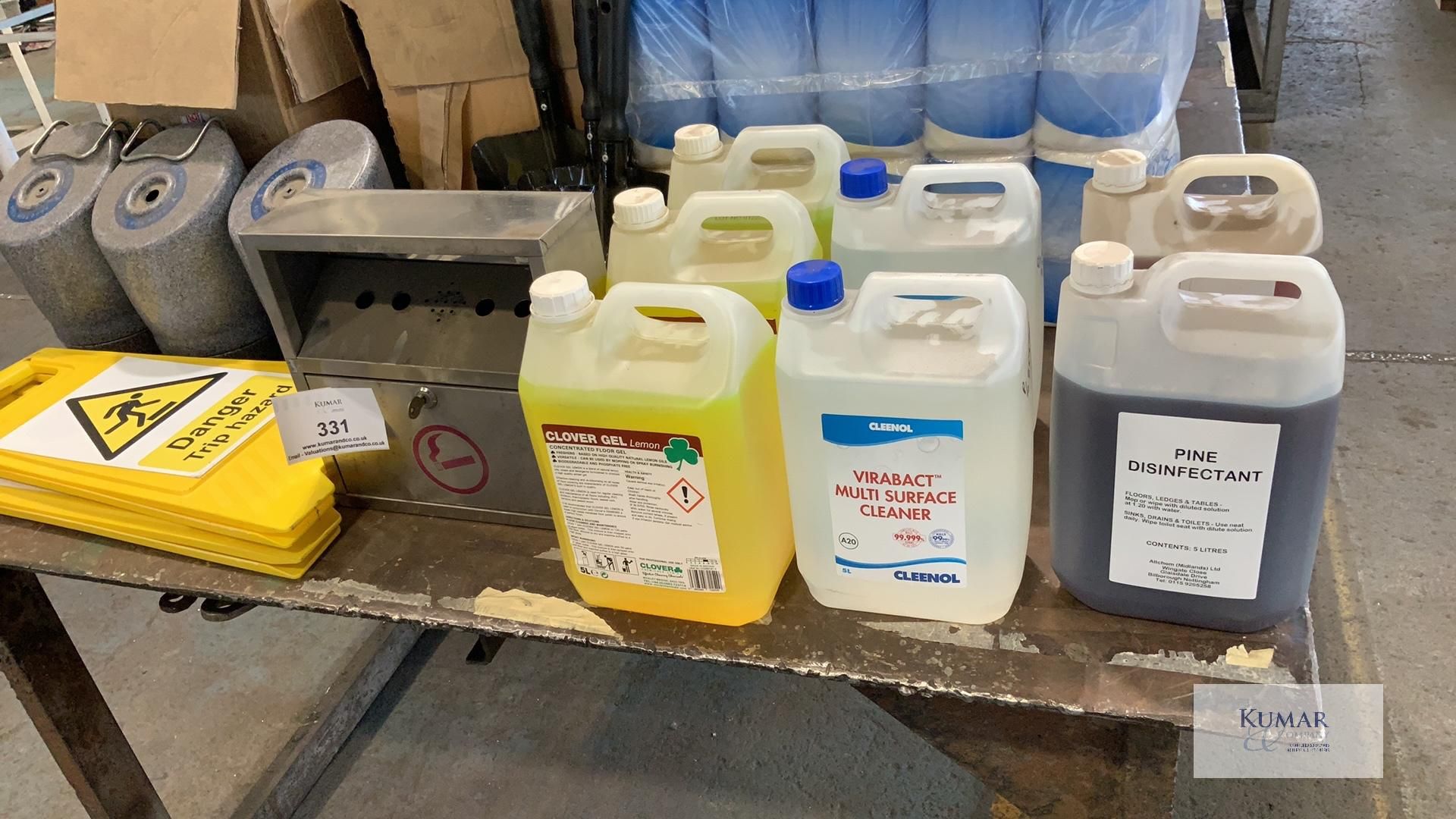 Quantity of Cleaning Fluids in 5 Litre Containers, Dispensers, Warning Triangles Etc