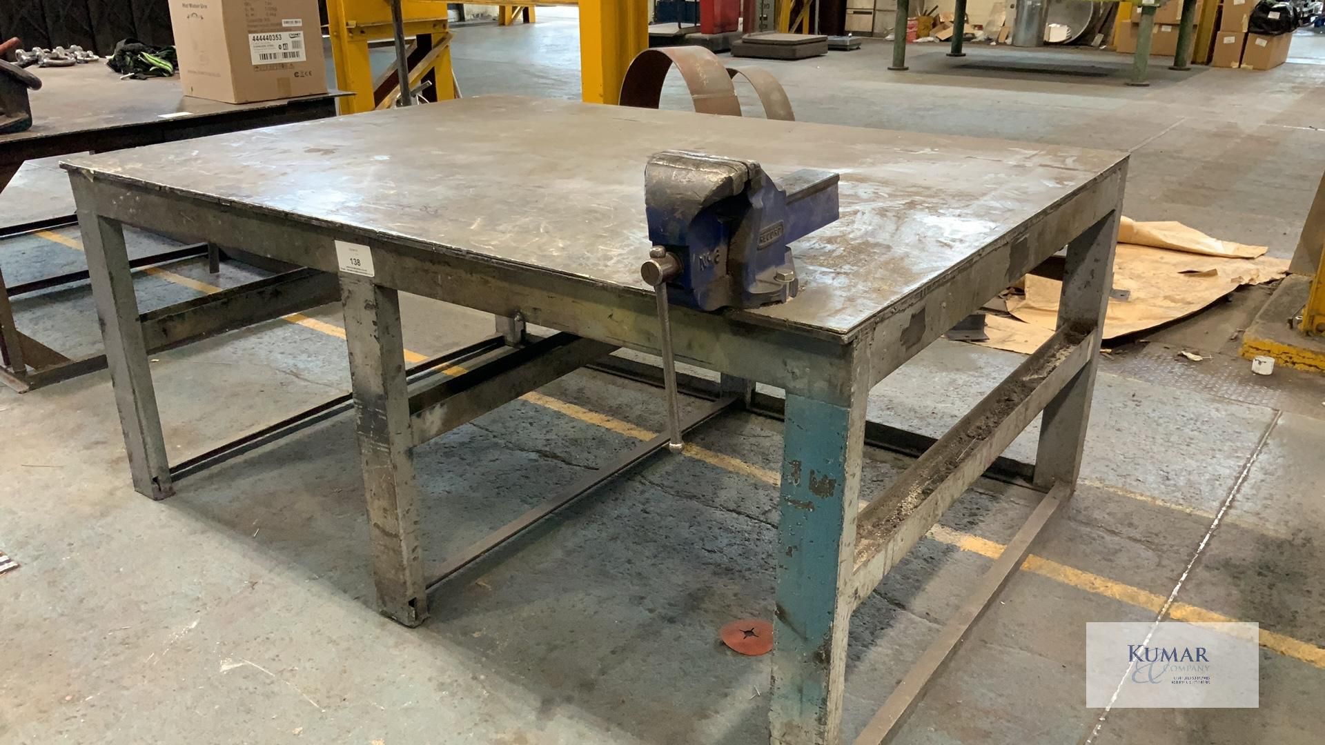 Welded Mild Steel Work Bench with Record No.Vice- Dimensions 214cm x 154cm x 92cm -Please Note