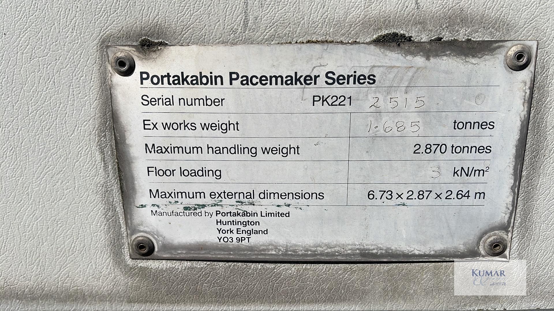 Pacemaker Series, Jack Leg PortaCabin - Serial No PK221251 5Maximum External Dimensions 6.73 x 2. - Image 4 of 18