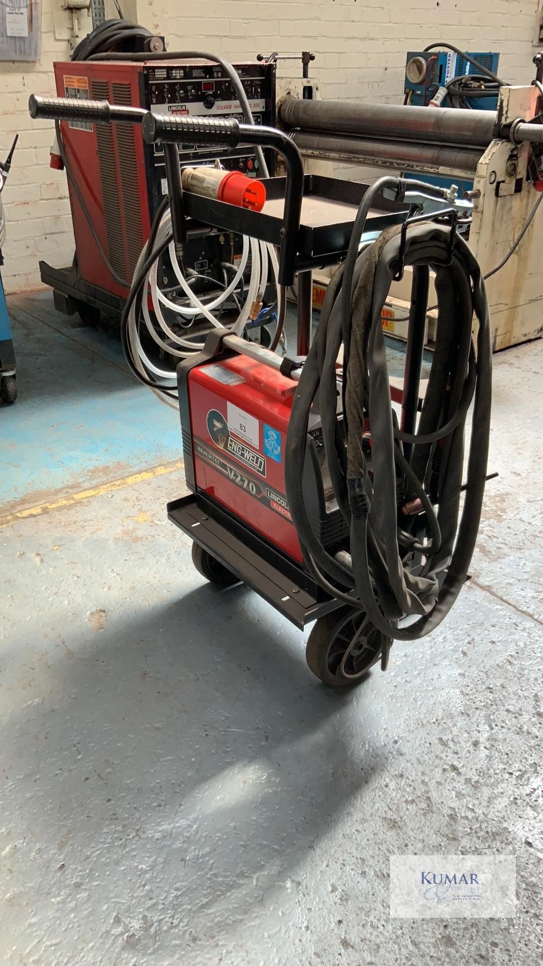 Lincoln Electric Invertec V270 T Tig DC Welding Power Source, Serial No.P1140602807 with Trolley