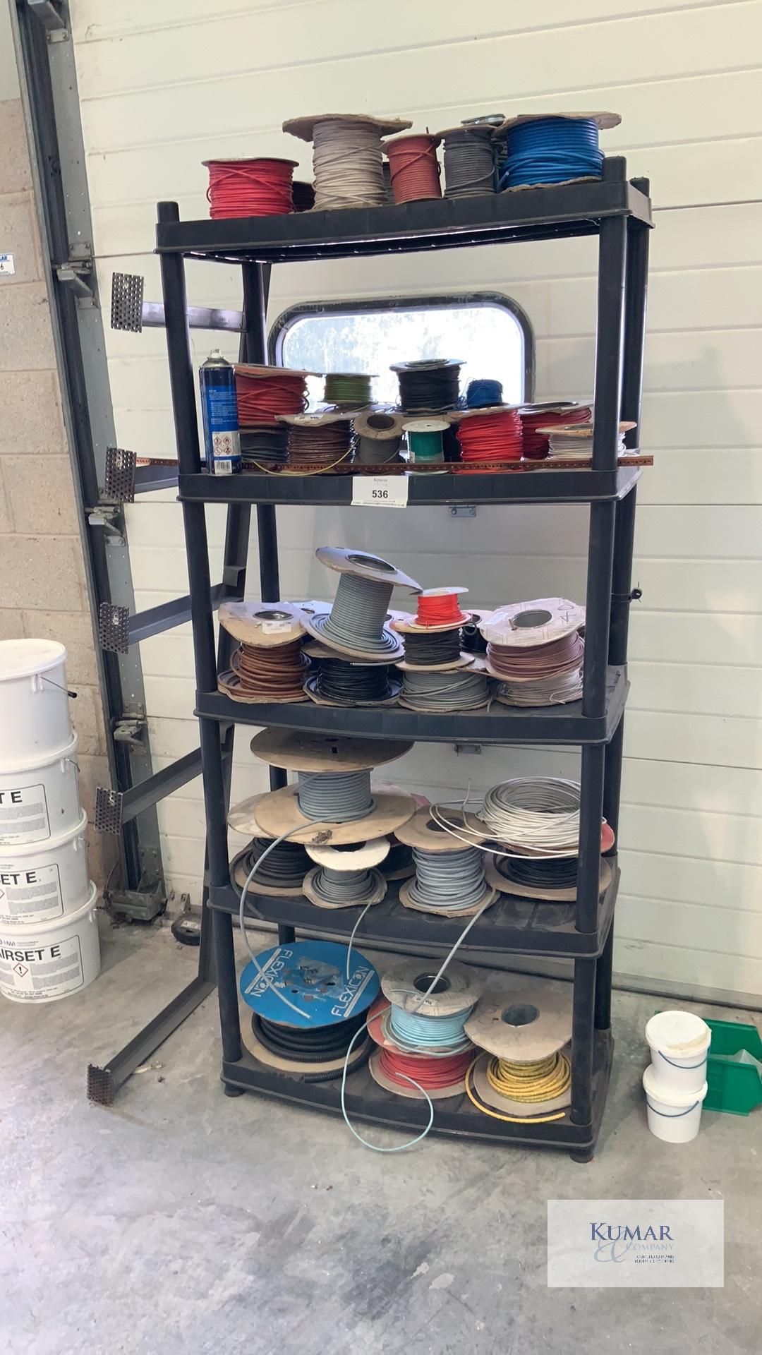 5 Tier Storage Rack with Various Reels of Wire - Please Note This Lot is Located in Huthwaite and - Image 2 of 7