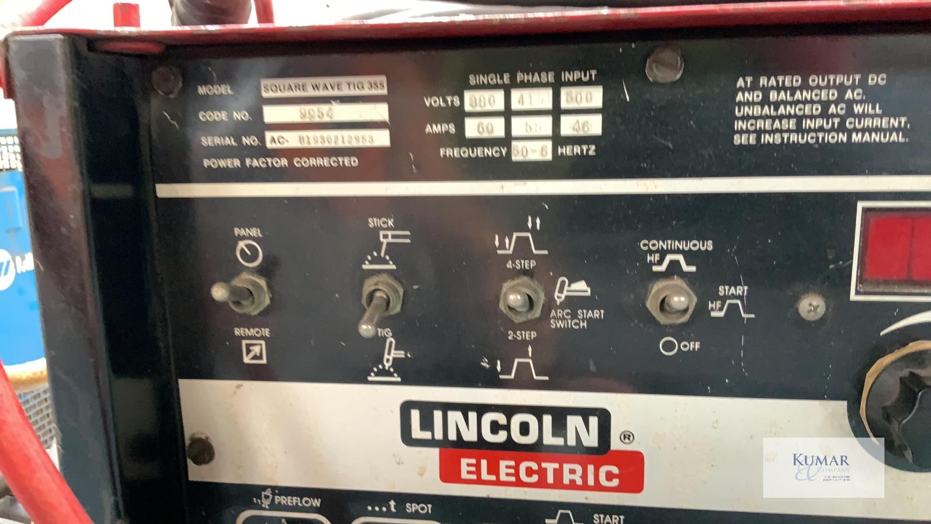 Lincoln Electric Tig 355 Square Wave AC/DC Tig & Stick ArcWelding Power Source, Serial No. - Image 3 of 11