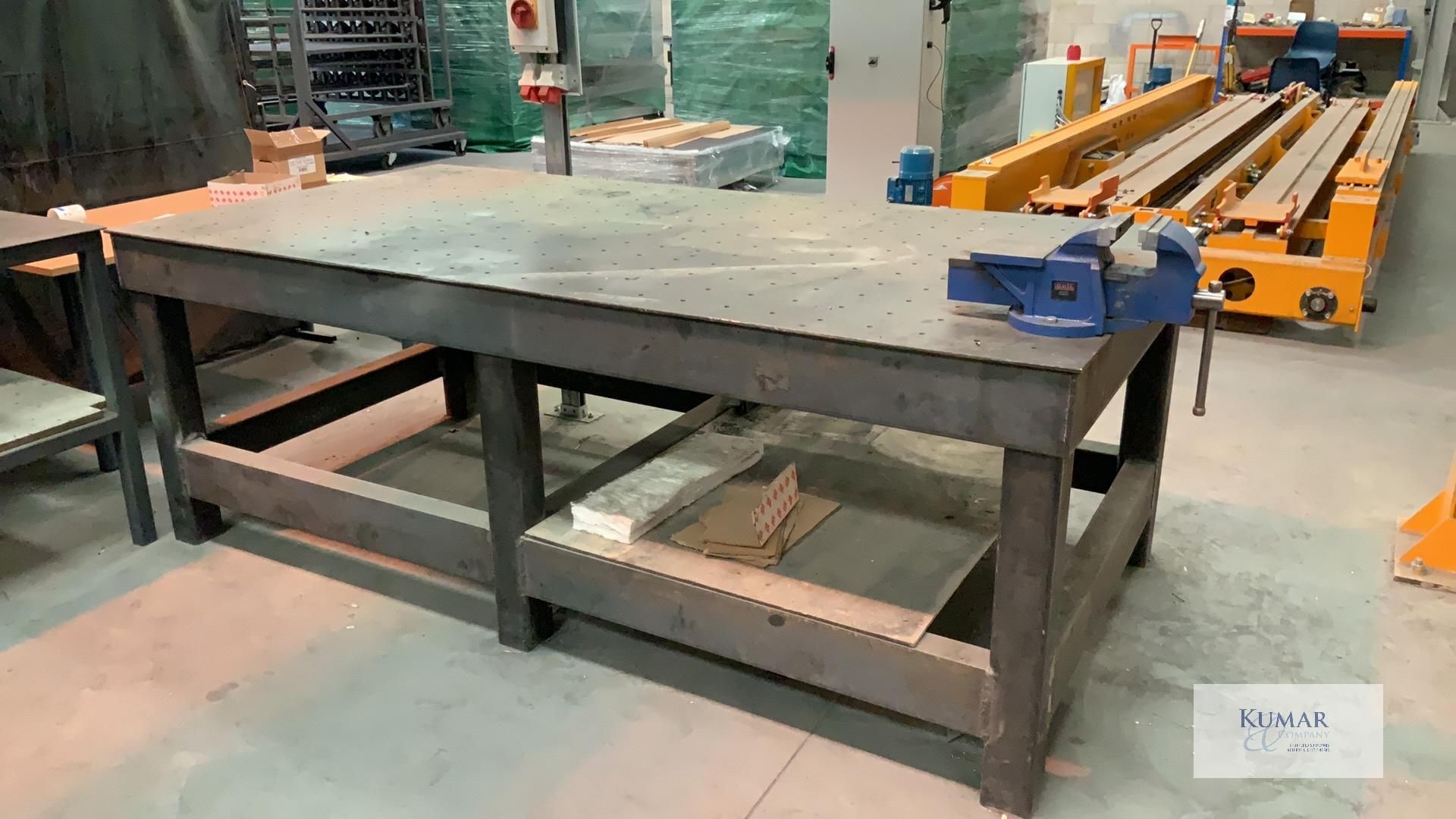 Specialist Welding Table with Bench Vice - Dimensions 250cm x 126cm x90cm Height - Please Note