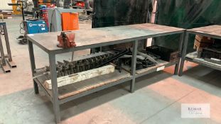 Welding Table with Vice -Dimensions 250cm x 92cm x 90cm Height - Please Note This Lot is Located