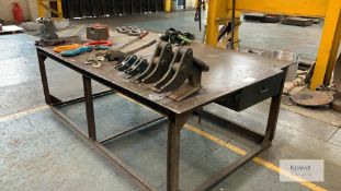 Welded Mild Steel Work Bench - Dimensions 245cm x 153cm x 85cm Height - Does Not Include Contents