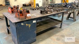 Steel Work Bench with Shelf - Dimensions 247cm x 124cm x 92cm Height - Please Note Does Not
