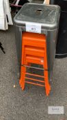 Set of 4 Callie backless metal bar stools 1 metal silver colour and 3 in orange 765mm high