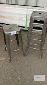Set of 4 Callie backless metal bar stools in metal silver 765mm high