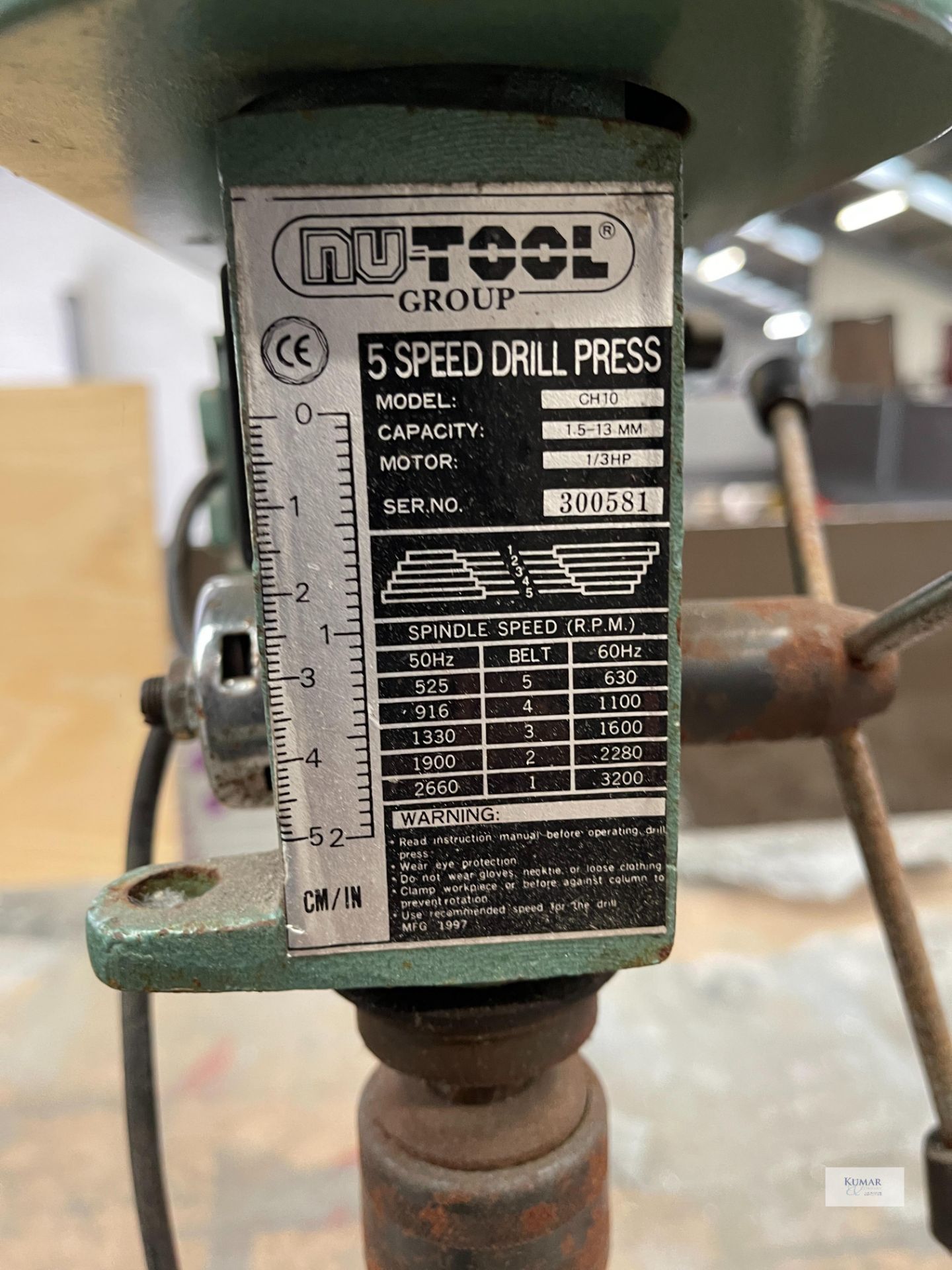 Nu Tool Model CH10 5 Speed Bench Drill Press, Serial No. 300581 - Image 3 of 3