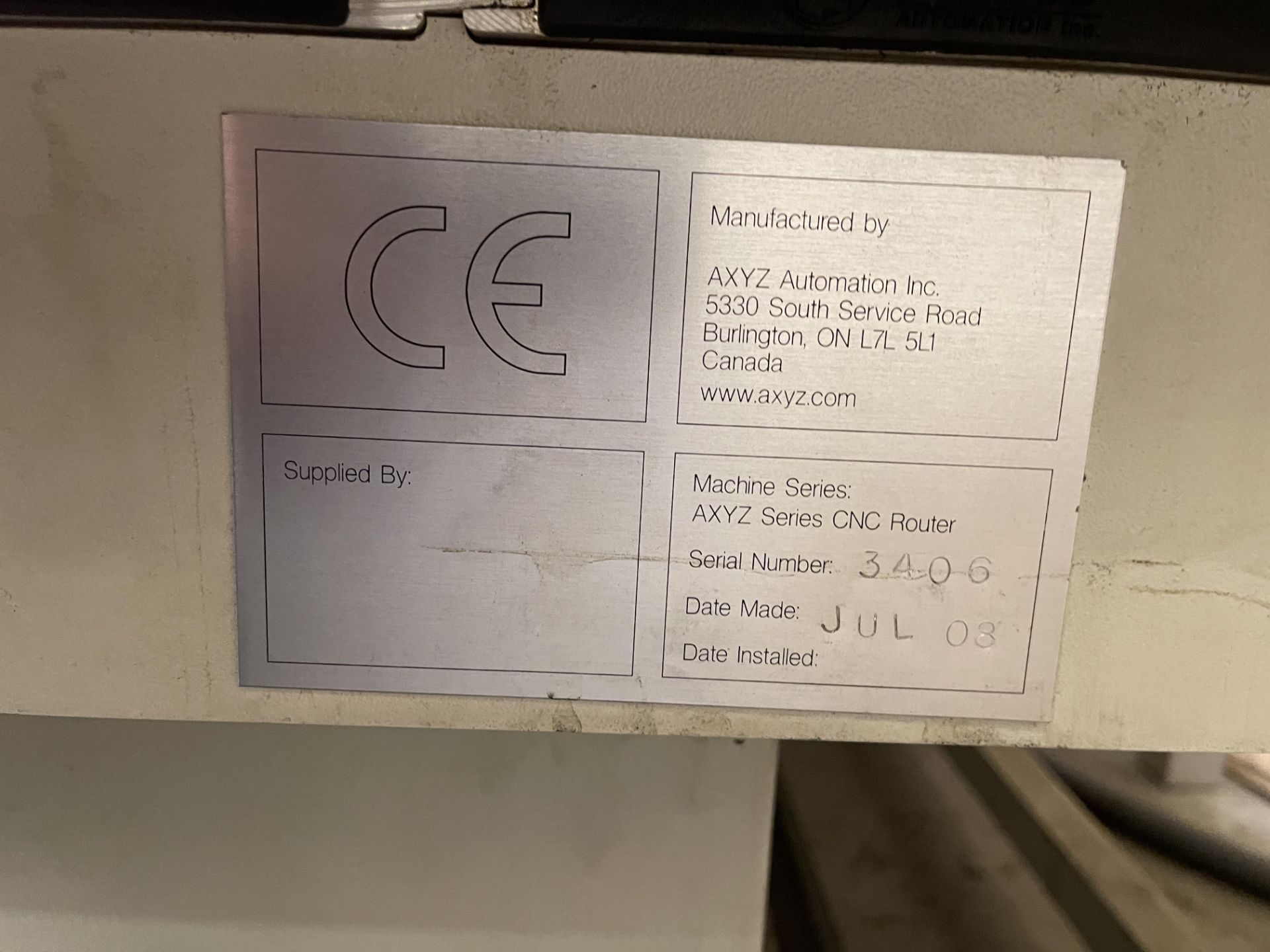 AXYZ CNC Router, Serial No. 3406 (July 2003) - Image 4 of 22