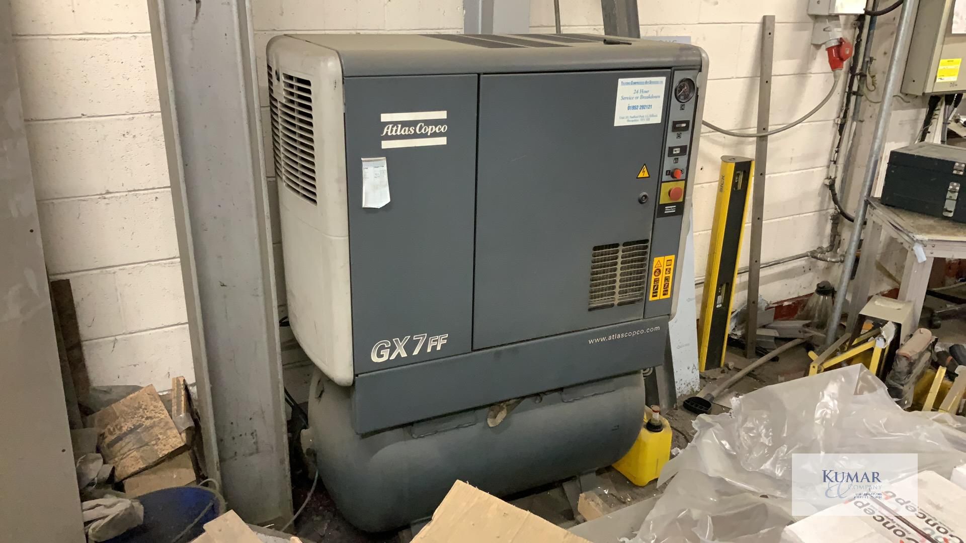 Atlas Copco GX7 FF Receiver Mounted Packaged Screw Compressor, 20650 Hours (Located In Unit 1) - Image 2 of 7