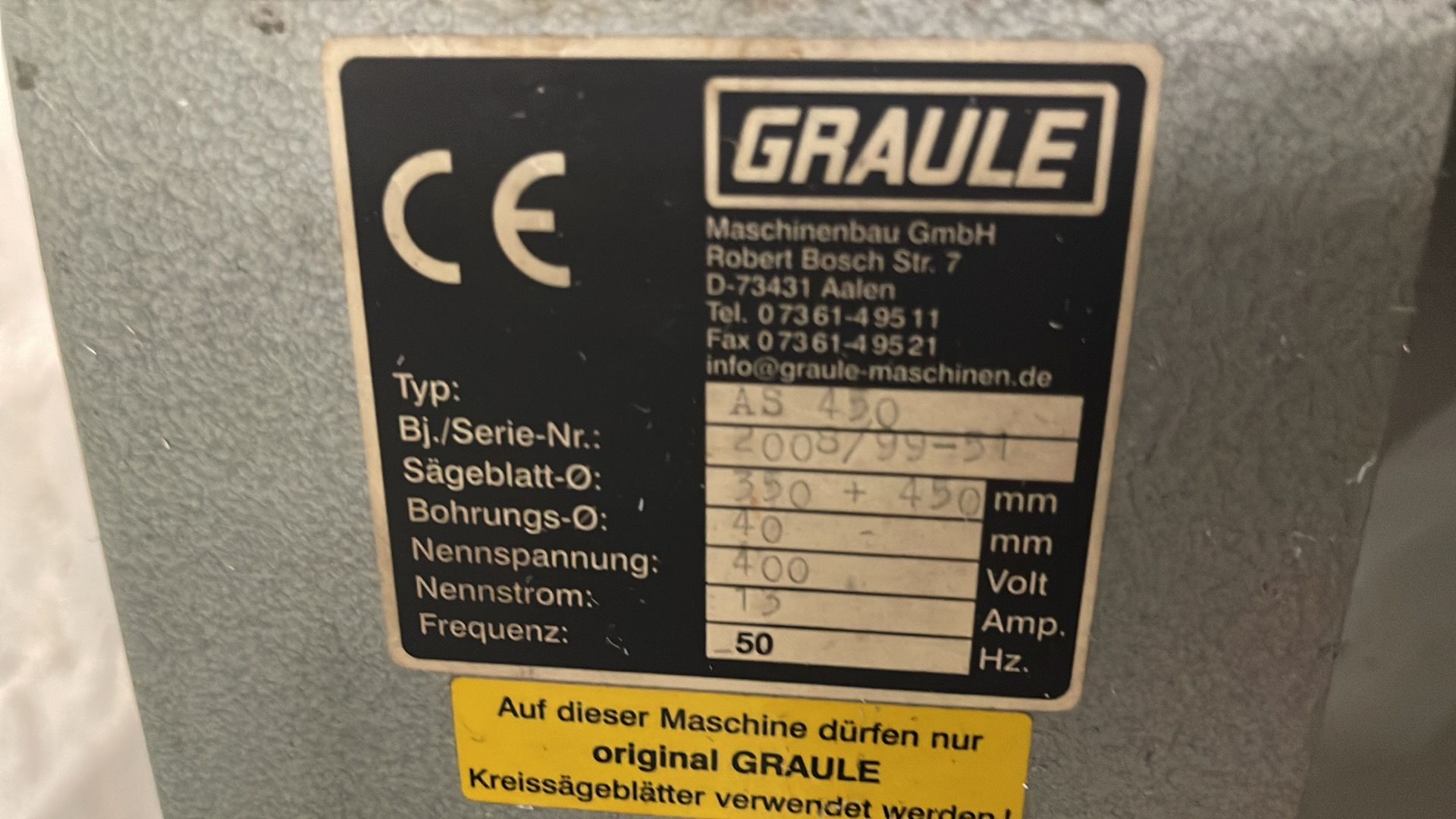 Graule AS 450, Double Head Notching Machine, Serial No. 99-51, Diameter 350 + 450mm, with 3 Axis DRO - Image 3 of 4