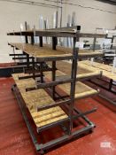 Fabricated Fir Tree Welded Mild Steel Mobile Work Piece Storage Trolley with Multiple Stands - As