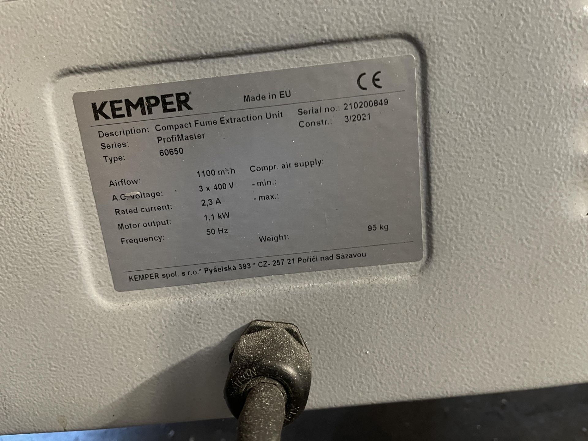 Kemper ProfiMaster Type 60650 Mobile Compact Fume Extraction Unit, Weight 95Kg, Serial No.210200849, - Image 6 of 6