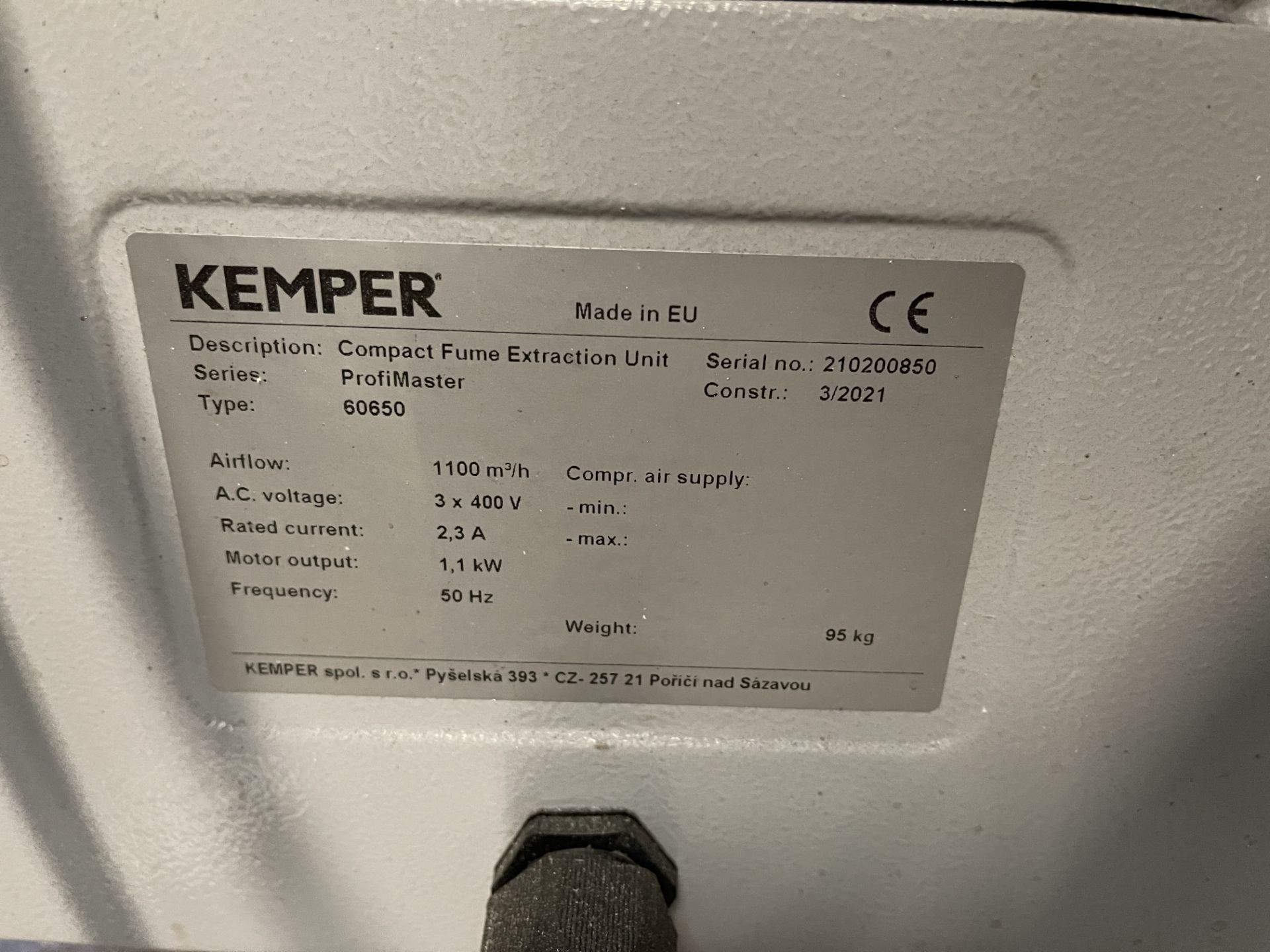 Kemper ProfiMaster Type 60650 Mobile Compact Fume Extraction Unit, Weight 95Kg, Serial No.210200850, - Image 6 of 6