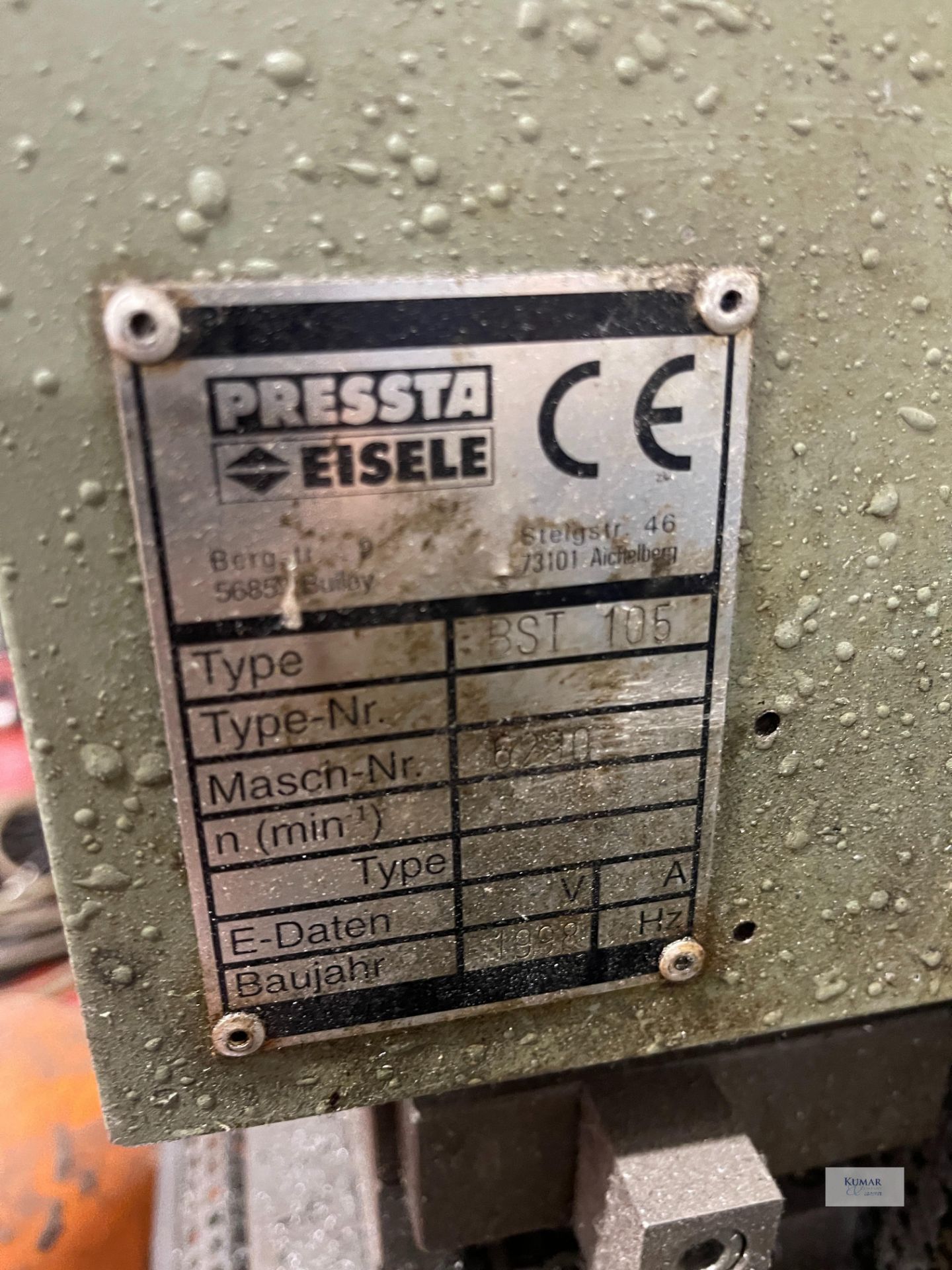 Pressta Eisele Type BST 105 Press, Machine No. 6290 (1998) with Tooling as Shown - Bild 3 aus 8