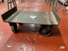 Single Mobile Metal Trolley with Dolly Wheels with Mild Steel Base with Angled Sides