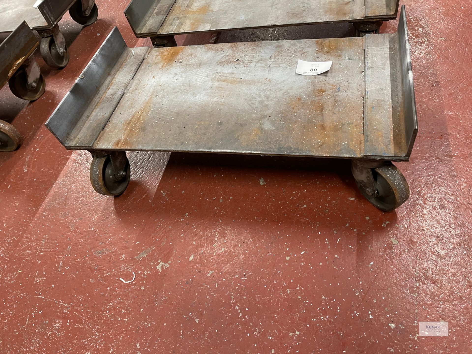 Single Mobile Metal Trolley with Dolly Wheels with Mild Steel Base with Angled Sides - Image 2 of 2