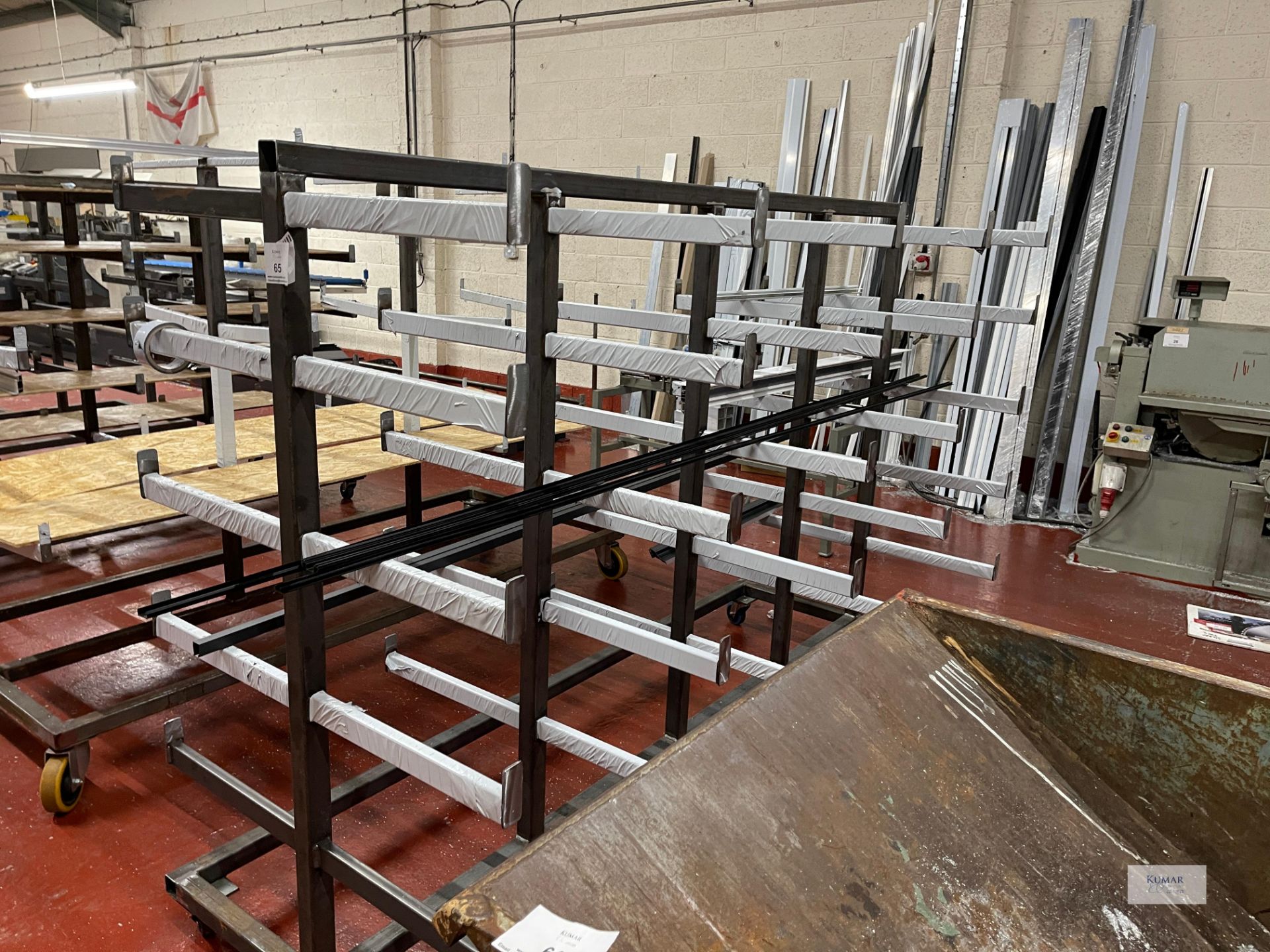 Fabricated Fir Tree Welded Mild Steel Mobile Work Piece Storage Trolley with Multiple Stands - As - Image 3 of 5