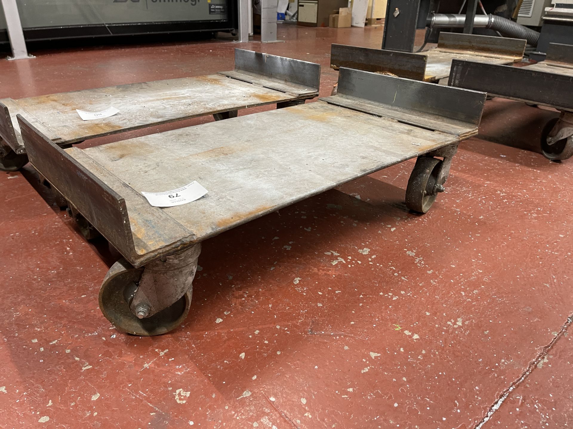 Single Mobile Metal Trolley with Dolly Wheels with Mild Steel Base with Angled Sides