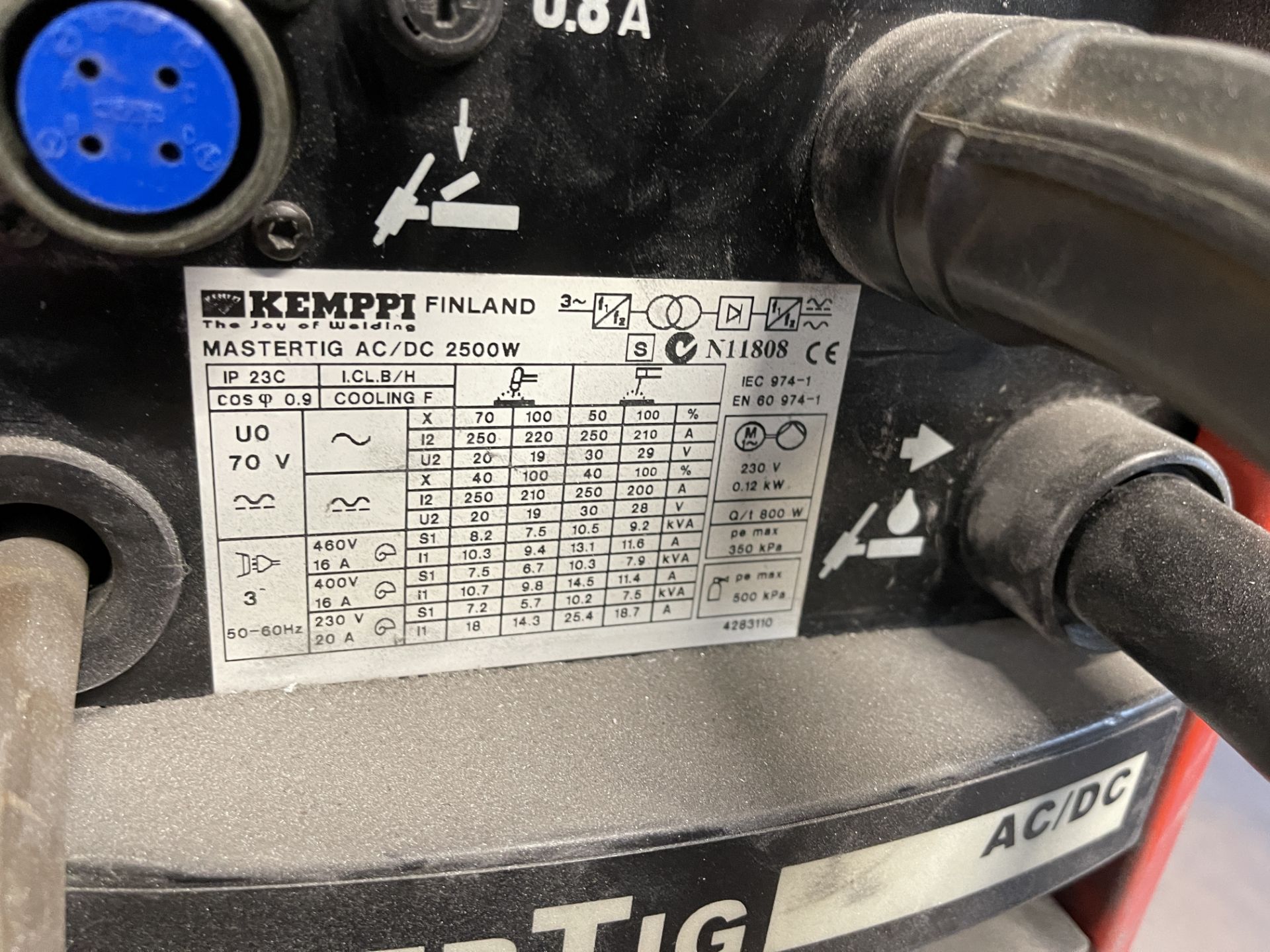 Kemppi MasterTig AC/DC Pulse 2500W, Serial No.1176571S - Image 9 of 10